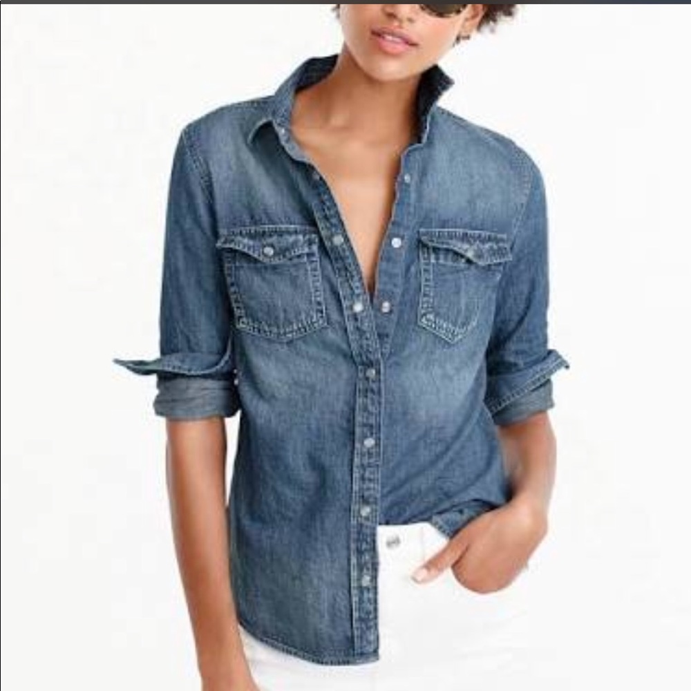 J Crew blue jean shirt